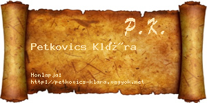 Petkovics Klára névjegykártya