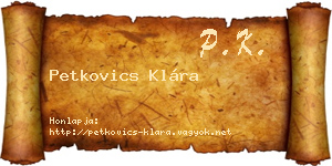 Petkovics Klára névjegykártya