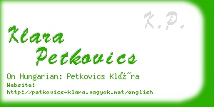 klara petkovics business card
